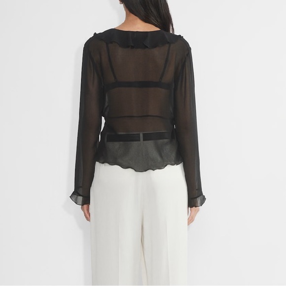 Wilfred x Aritzia “Frenchy” Black Sheer Ruffle Blouse - Picture 5 of 7